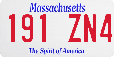 MA license plate 191ZN4