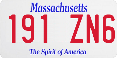 MA license plate 191ZN6