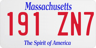 MA license plate 191ZN7