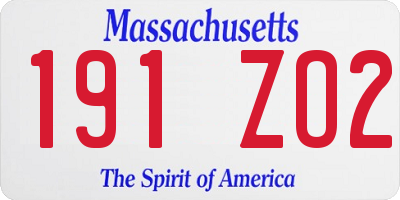 MA license plate 191ZO2