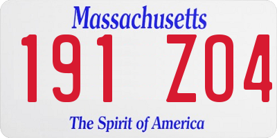 MA license plate 191ZO4