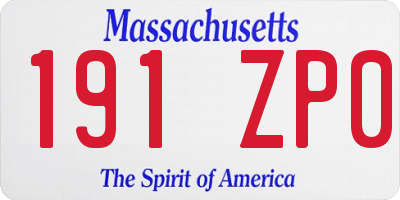 MA license plate 191ZP0