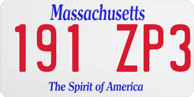 MA license plate 191ZP3