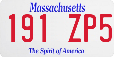 MA license plate 191ZP5