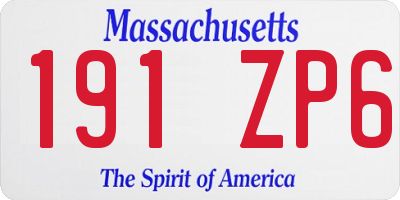 MA license plate 191ZP6