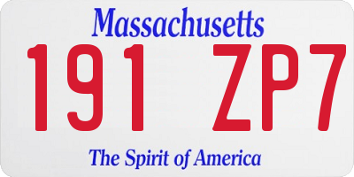 MA license plate 191ZP7
