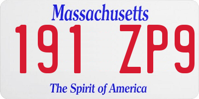MA license plate 191ZP9