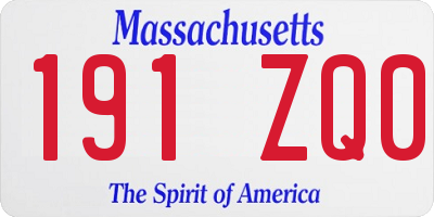MA license plate 191ZQ0
