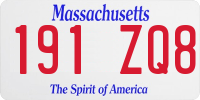 MA license plate 191ZQ8