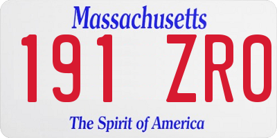 MA license plate 191ZR0