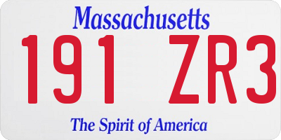MA license plate 191ZR3