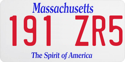 MA license plate 191ZR5