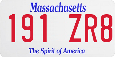 MA license plate 191ZR8