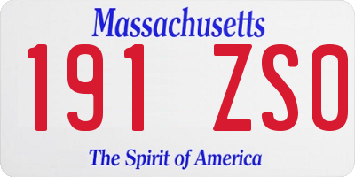 MA license plate 191ZS0