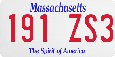 MA license plate 191ZS3