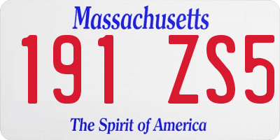 MA license plate 191ZS5