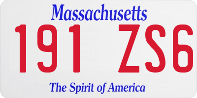 MA license plate 191ZS6