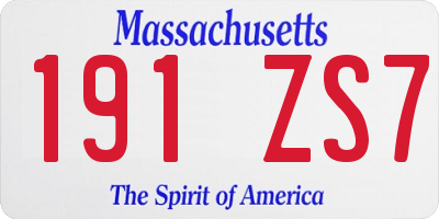 MA license plate 191ZS7