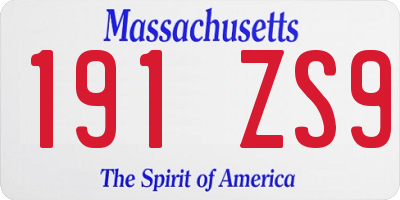 MA license plate 191ZS9