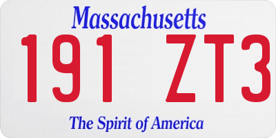 MA license plate 191ZT3