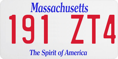 MA license plate 191ZT4