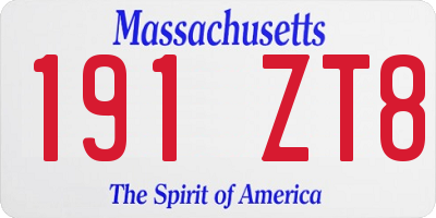 MA license plate 191ZT8