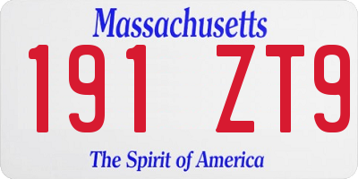MA license plate 191ZT9