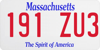MA license plate 191ZU3