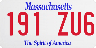 MA license plate 191ZU6