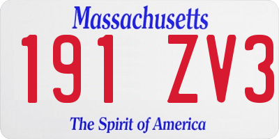 MA license plate 191ZV3