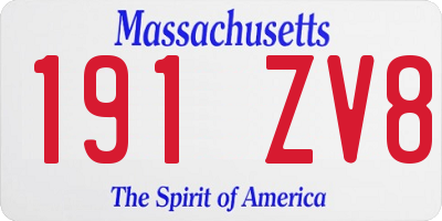 MA license plate 191ZV8