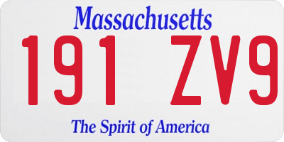 MA license plate 191ZV9
