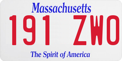 MA license plate 191ZW0