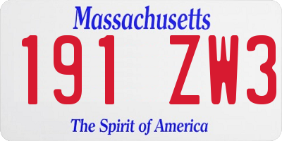 MA license plate 191ZW3