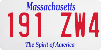 MA license plate 191ZW4