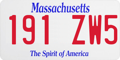 MA license plate 191ZW5