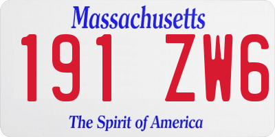 MA license plate 191ZW6