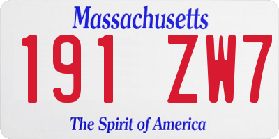 MA license plate 191ZW7