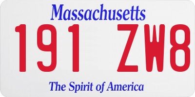 MA license plate 191ZW8