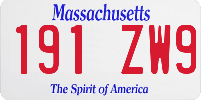 MA license plate 191ZW9
