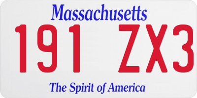 MA license plate 191ZX3