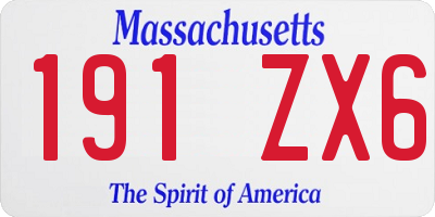 MA license plate 191ZX6