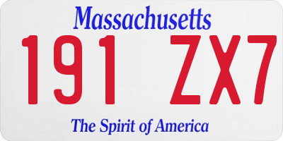 MA license plate 191ZX7