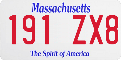MA license plate 191ZX8