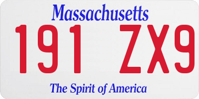 MA license plate 191ZX9