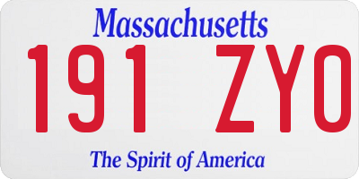 MA license plate 191ZY0