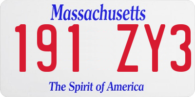 MA license plate 191ZY3
