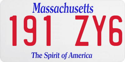 MA license plate 191ZY6