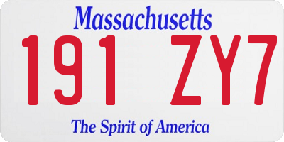 MA license plate 191ZY7