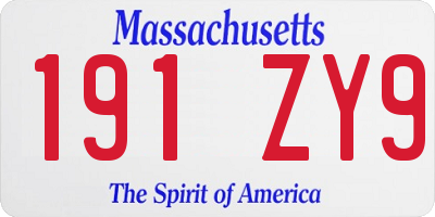 MA license plate 191ZY9